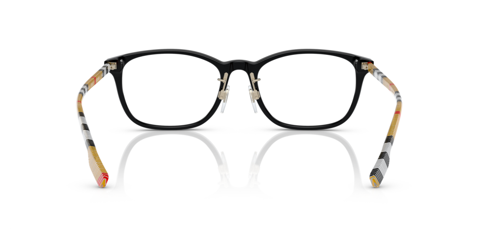 BURBERRY |精緻格紋方框眼鏡 |亮面黑