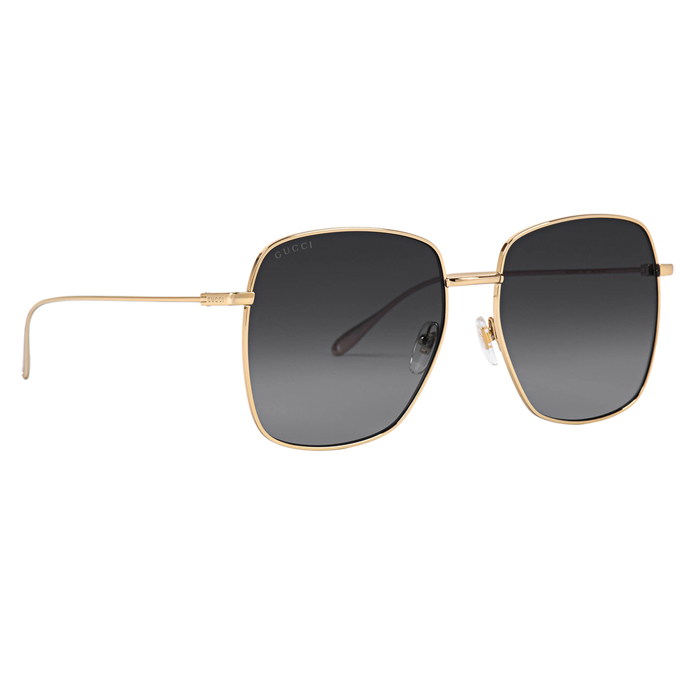 GUCCI | 日常低調方框太陽眼鏡 | 黑耀金邊