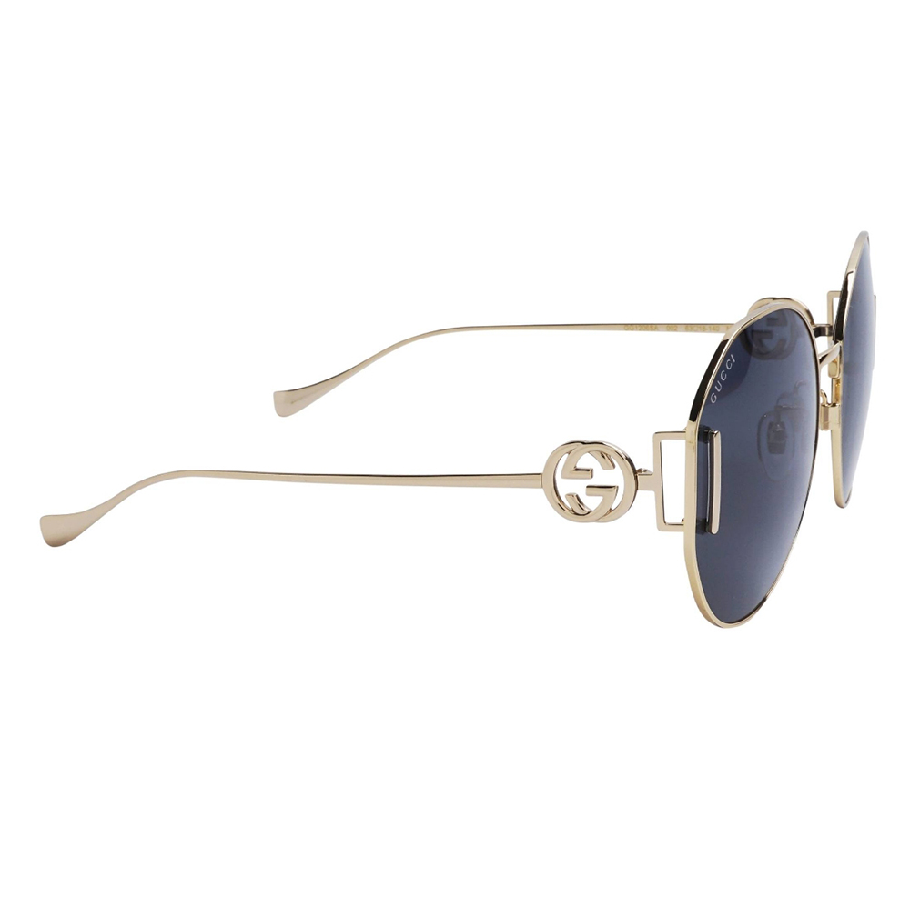 GUCCI | 古馳大G多邊圓框太陽眼鏡 | 金屬黑金