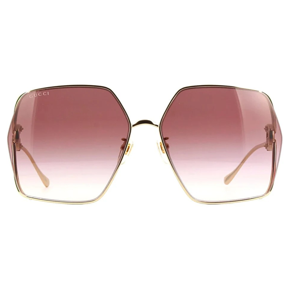 GUCCI | 雙槓風格多邊框太陽眼鏡 | 蜜桃粉金