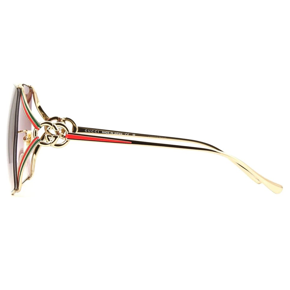 GUCCI | 雙槓風格多邊框太陽眼鏡 | 蜜桃粉金