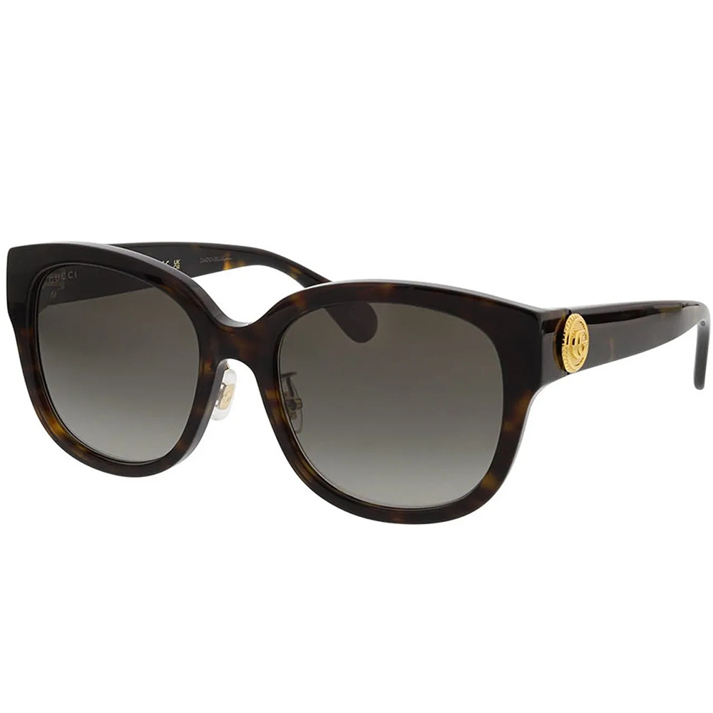 GUCCI | 小古馳金標方框太陽眼鏡 | 小復古豹紋