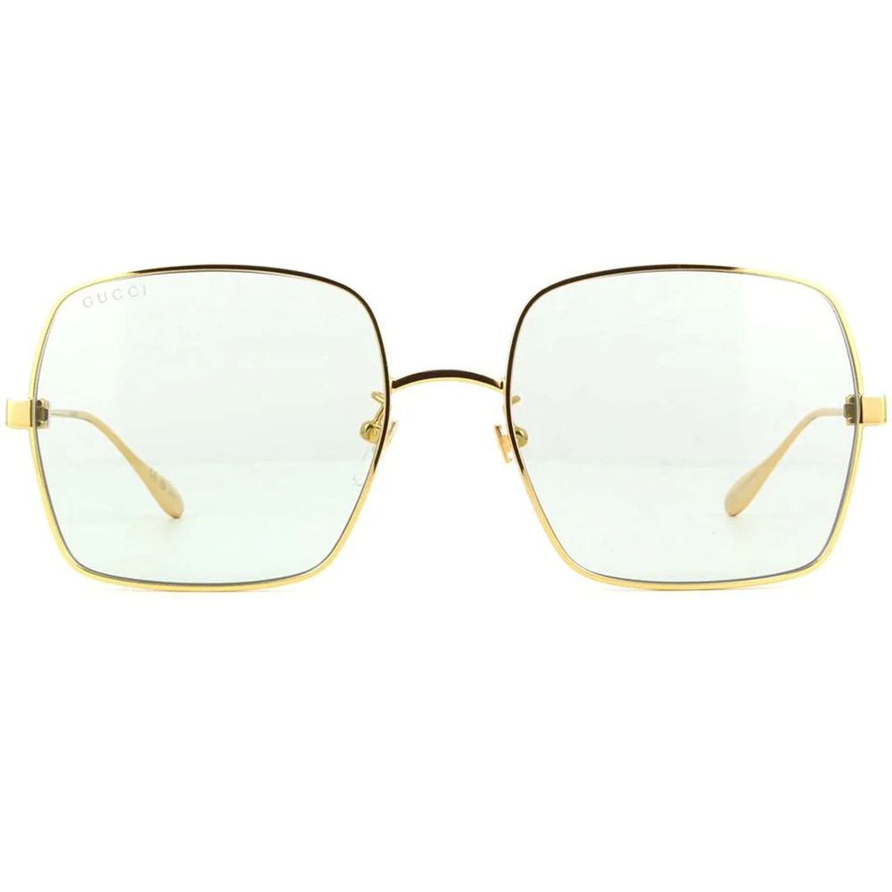 GUCCI | 品牌字母大方框太陽眼鏡 | 柔和金