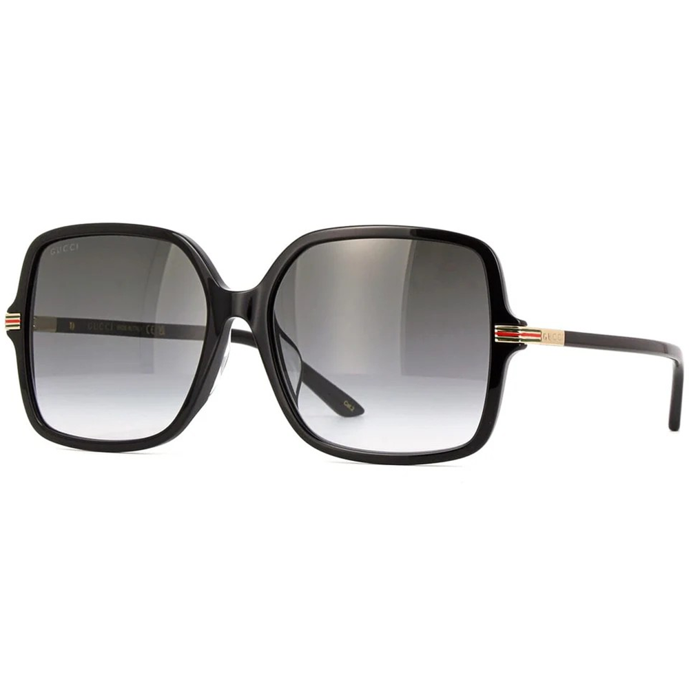 GUCCI | 古馳綠紅綠織帶大方框太陽眼鏡 | 典雅黑