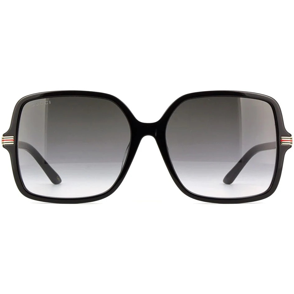 GUCCI | 古馳綠紅綠織帶大方框太陽眼鏡 | 典雅黑