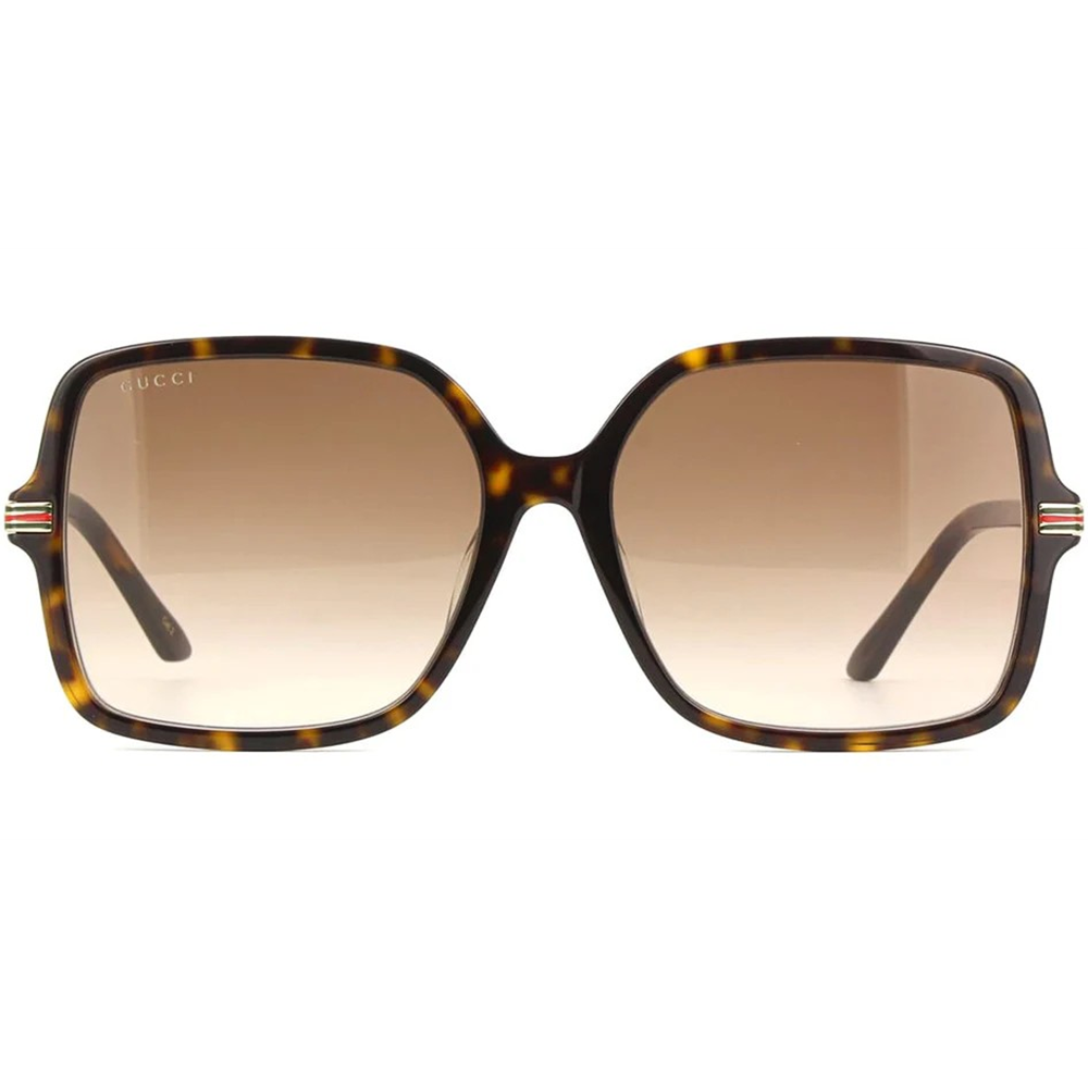 GUCCI | 古馳綠紅綠織帶大方框太陽眼鏡 | 典藏玳瑁