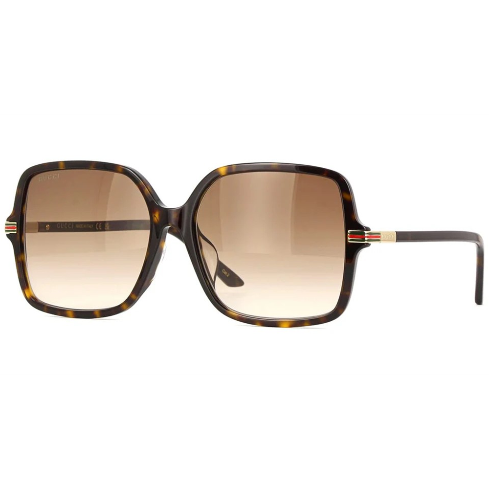 GUCCI | 古馳綠紅綠織帶大方框太陽眼鏡 | 典藏玳瑁