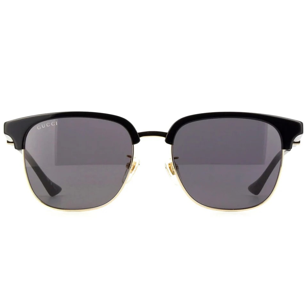 GUCCI | 個性綠紅綠織帶眉框太陽眼鏡 | 黑x金