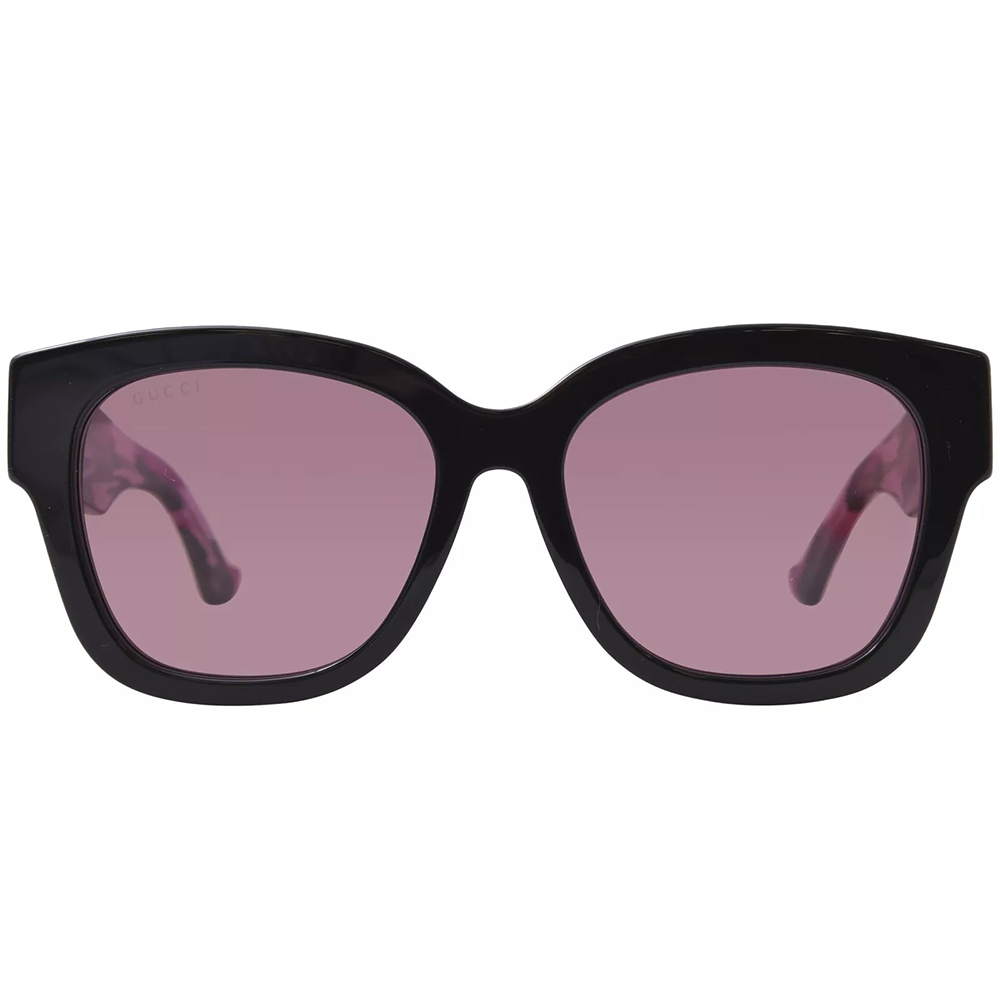 GUCCI | 獨特金色大G粗黑方框太陽眼鏡 | 豹紋粉黑