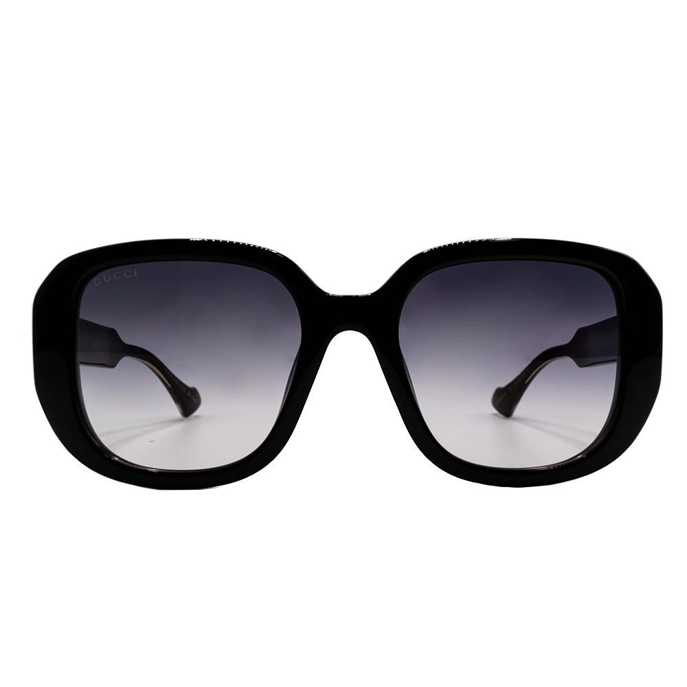 GUCCI | 時髦金邊logo粗黑大方框太陽眼鏡|時尚黑