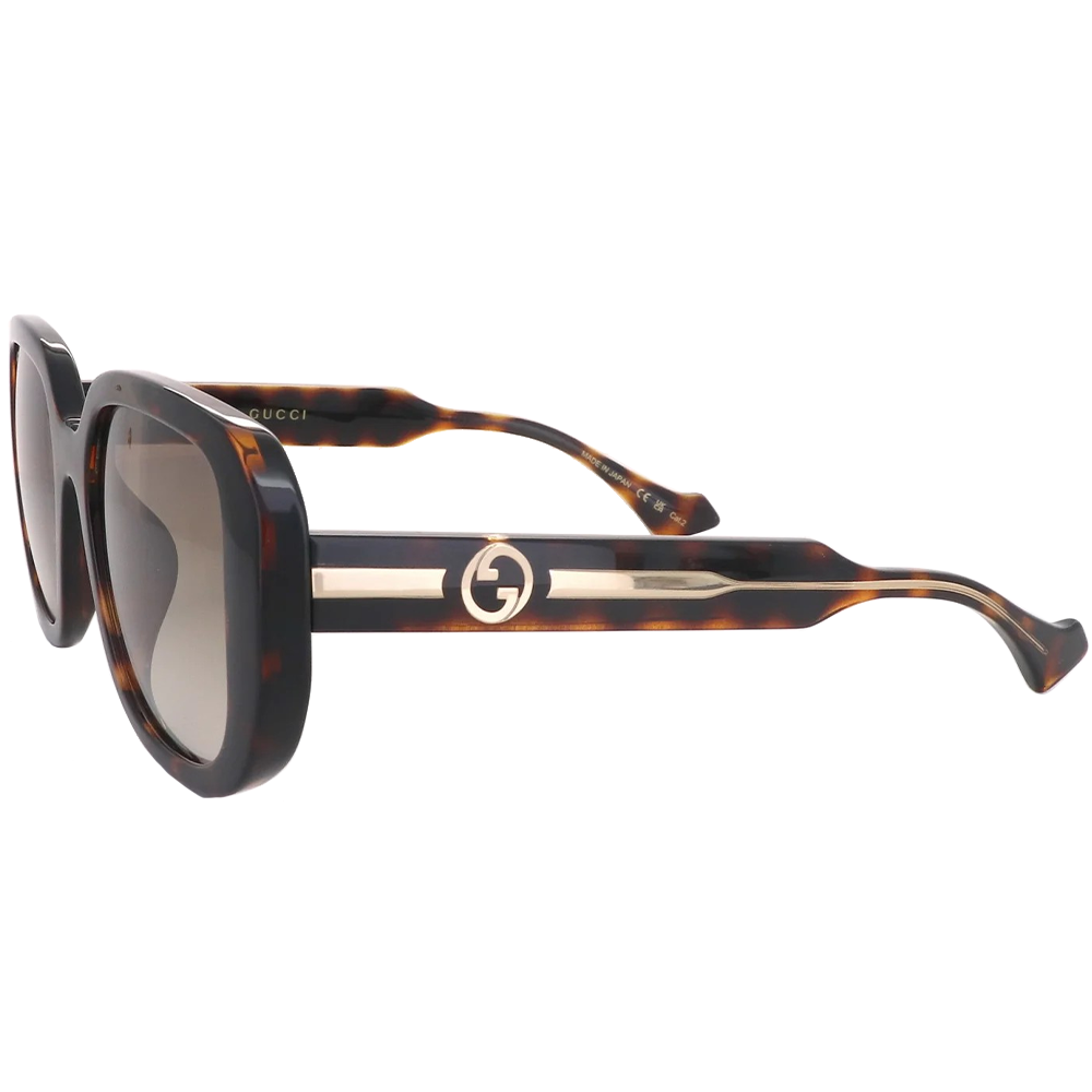 GUCCI | 時髦金邊logo粗黑大方框太陽眼鏡|時尚豹紋