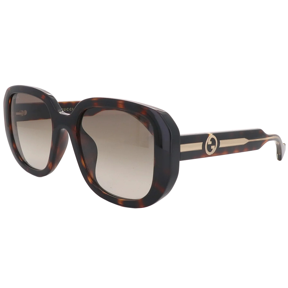 GUCCI | 時髦金邊logo粗黑大方框太陽眼鏡|時尚豹紋