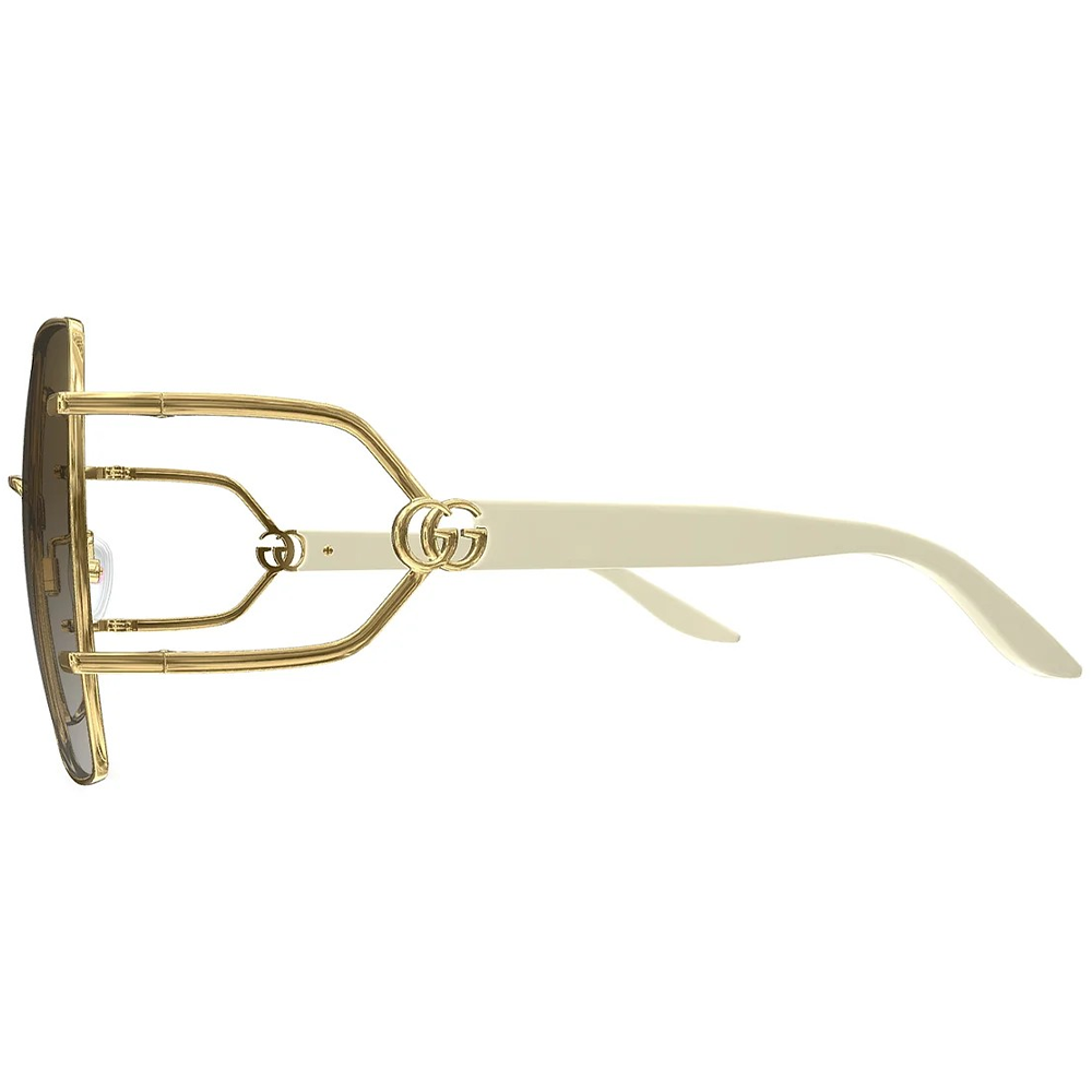 GUCCI | FORK叉子系列蝴蝶型無框太陽眼鏡 |高雅金/白