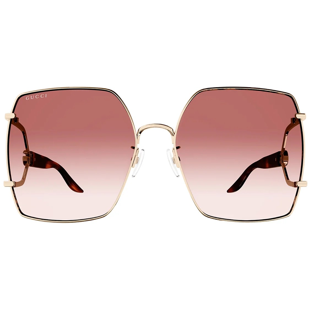 GUCCI | FORK叉子系列蝴蝶型無框太陽眼鏡 |時尚粉/玳瑁