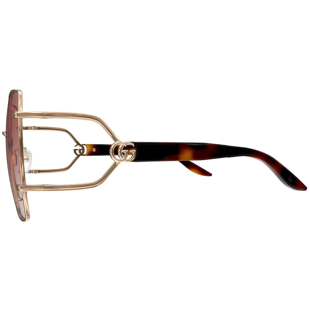 GUCCI | FORK叉子系列蝴蝶型無框太陽眼鏡 |時尚粉/玳瑁