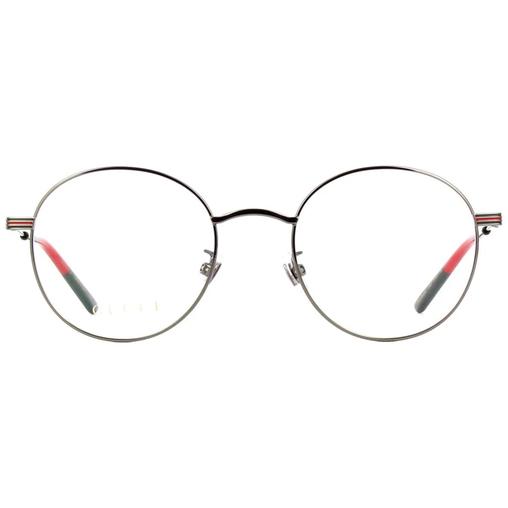 GUCCI |拼接風綠紅綠條紋圓框眼鏡 |黑紅撞色