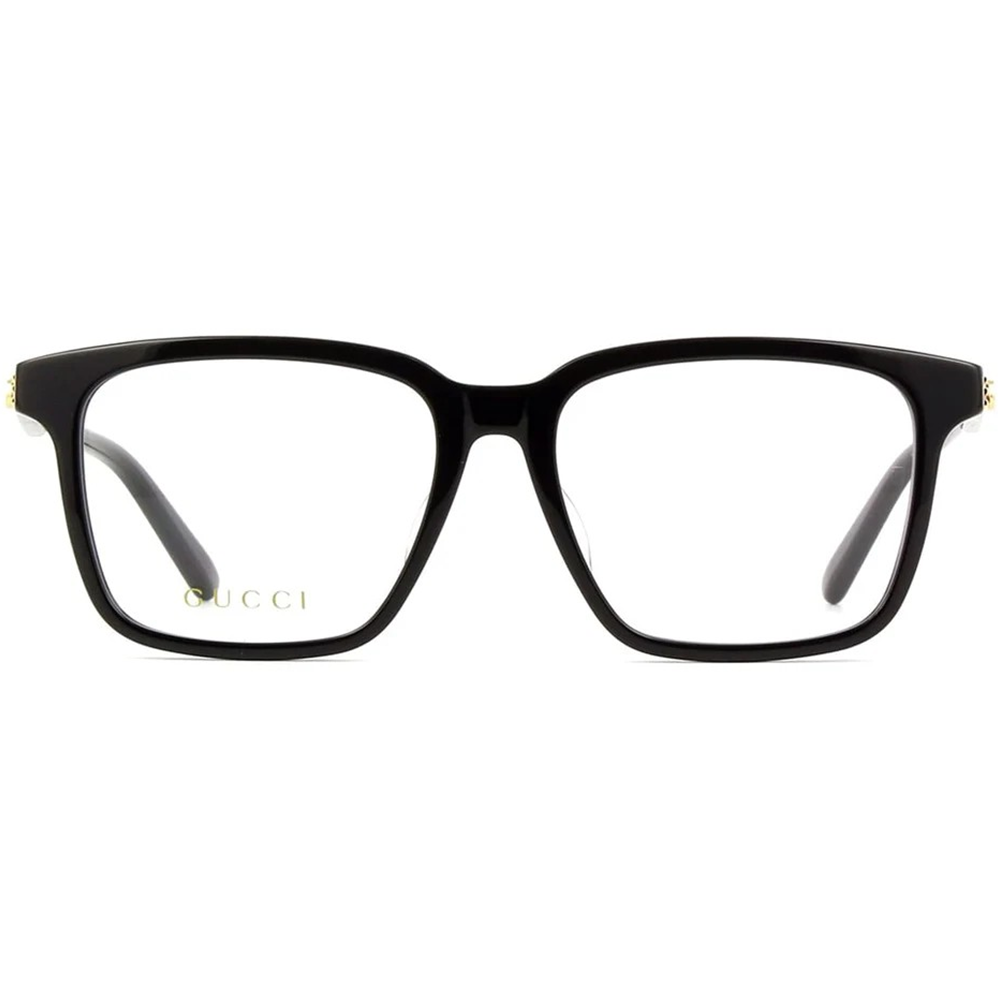 GUCCI | 紅綠織帶標誌方框眼鏡 |學院黑