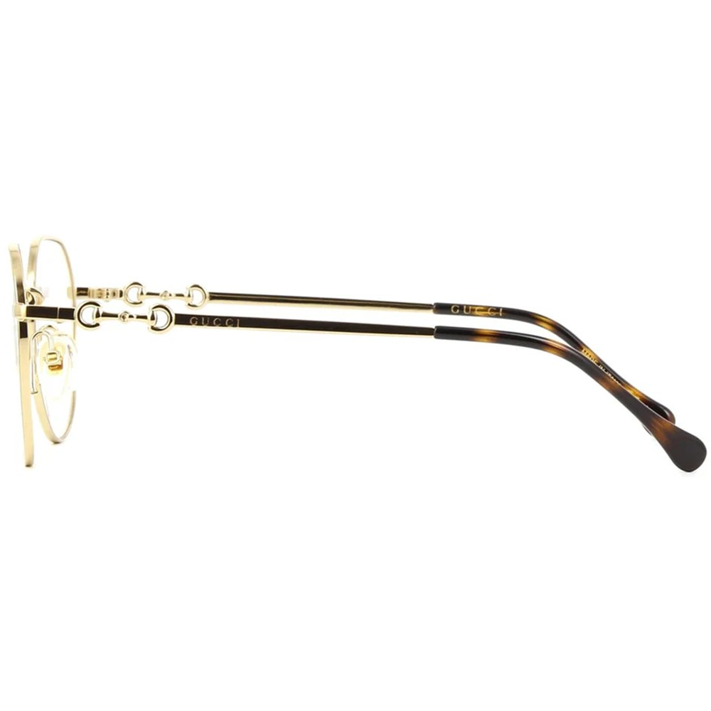 GUCCI |馬銜扣細邊圓框眼鏡 |金/玳瑁