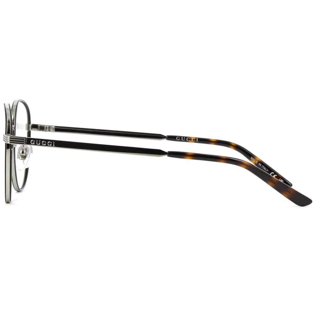 GUCCI | 藝術雙色細圓框眼鏡 |質感銀/玳瑁