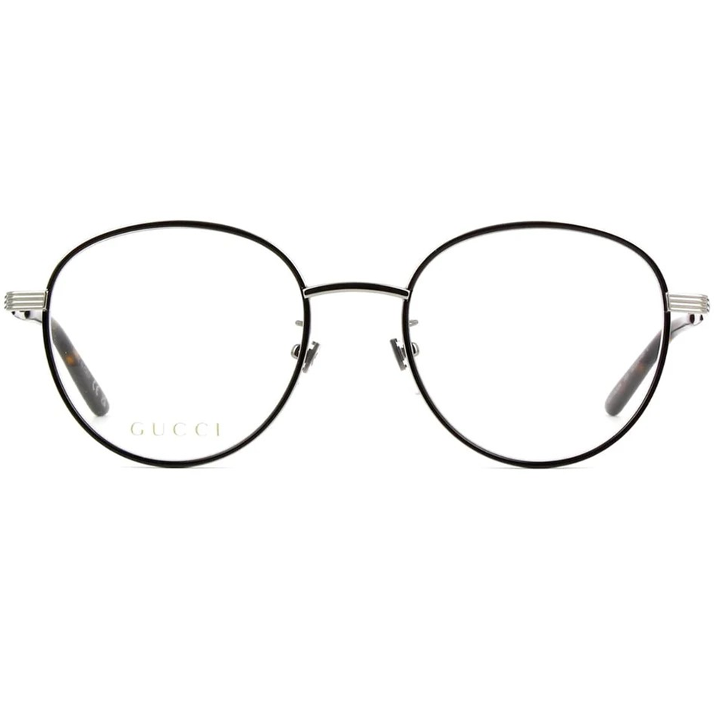 GUCCI | 藝術雙色細圓框眼鏡 |質感銀/玳瑁