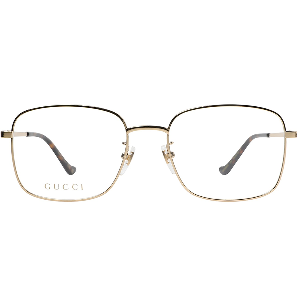 GUCCI | 文青拼接風長方框眼鏡 |黑/琥珀金