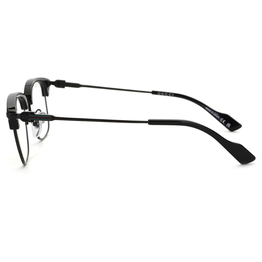 GUCCI | 經典綠紅綠logo 細眉框眼鏡 |漆黑
