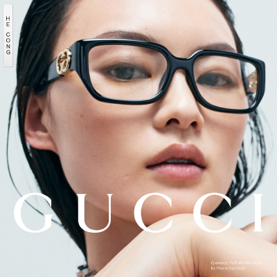 GUCCI | 簡約綠紅綠條紋多邊框眼鏡 |低調黑