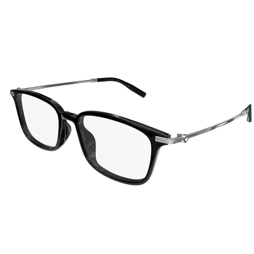 MONTBLANC | 靜享時光長方框眼鏡 | 亮黑/銀
