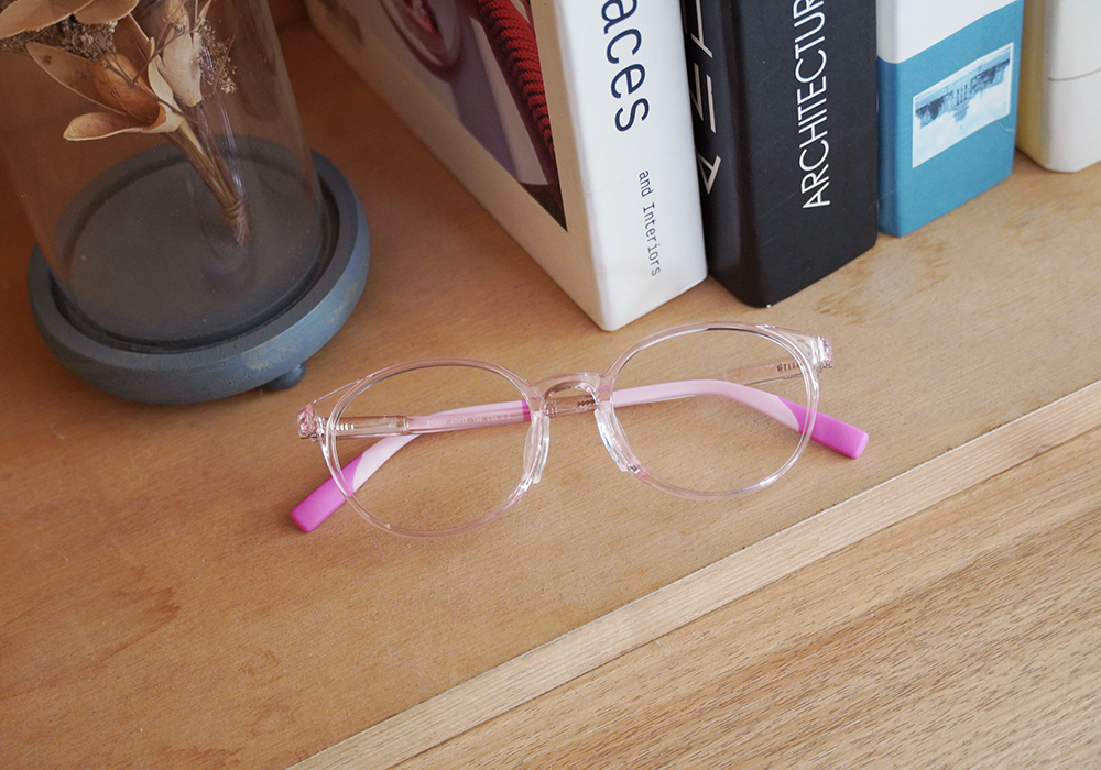 FORECO | 趣味拼接長方框眼鏡 | 雲霧桃粉