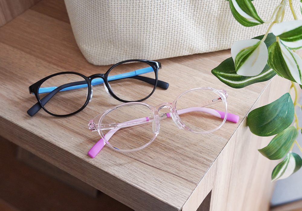 FORECO | 趣味拼接長方框眼鏡 | 雲霧桃粉