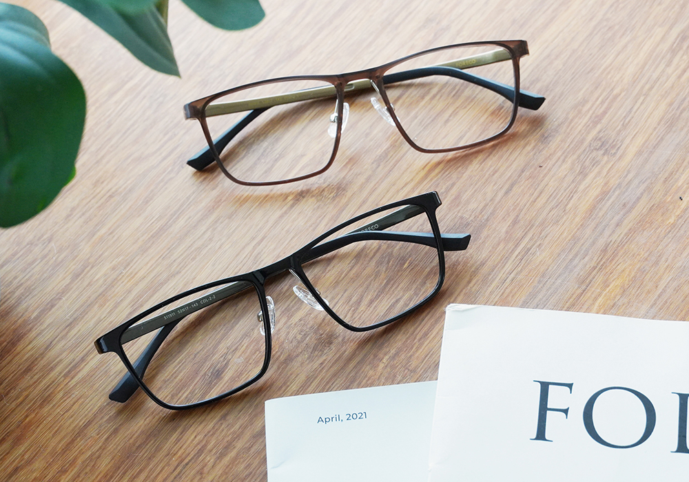 FORECO | 自由都市長方框眼鏡 | 自然棕/金