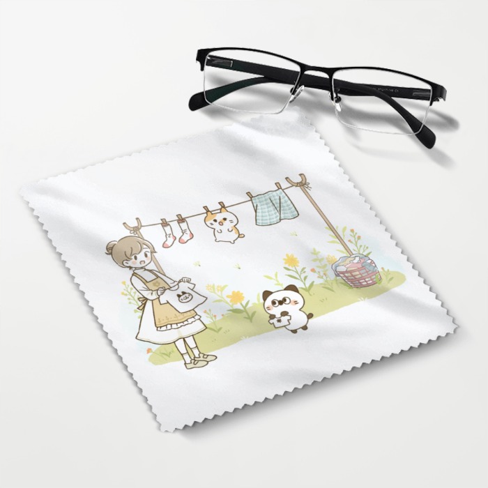三四隻貓｜一起曬衣服_眼鏡布