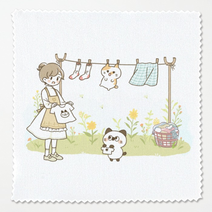 三四隻貓｜一起曬衣服_眼鏡布