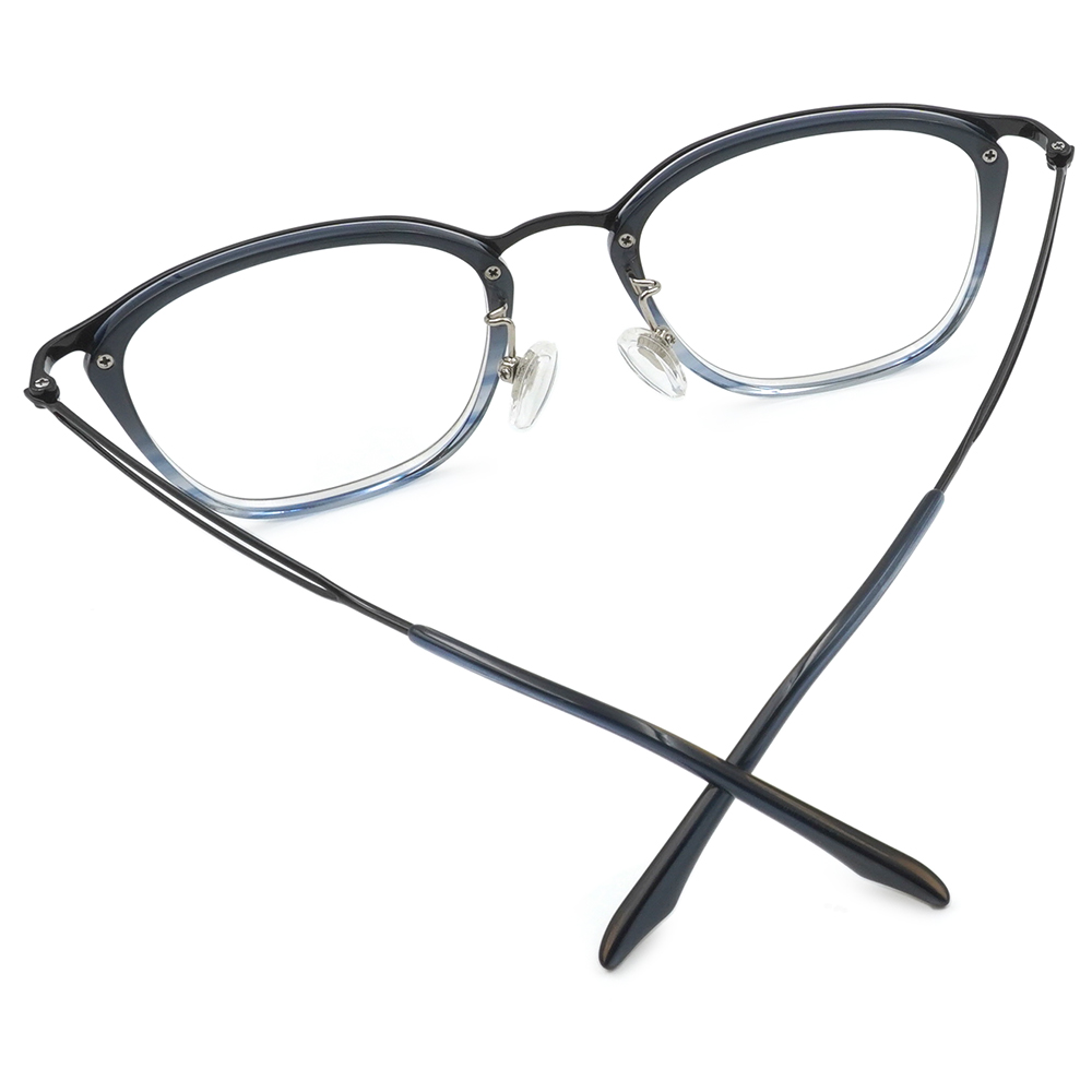 FORECO | 側邊雙線長方框眼鏡 | 漸變藍黑