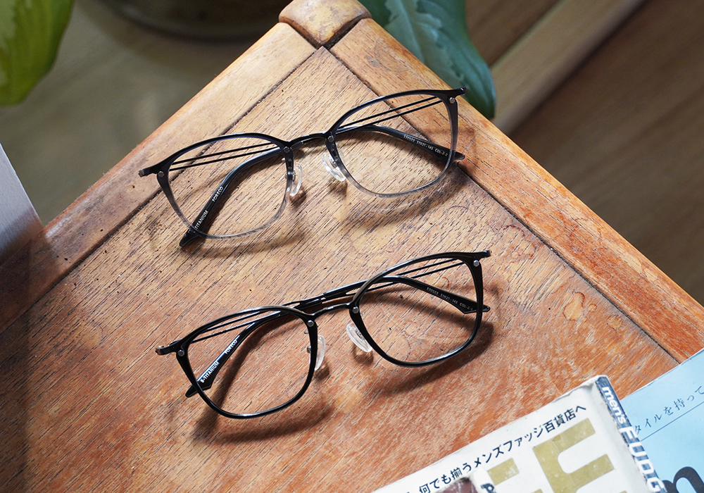 FORECO | 側邊雙線長方框眼鏡 | 漸變藍黑