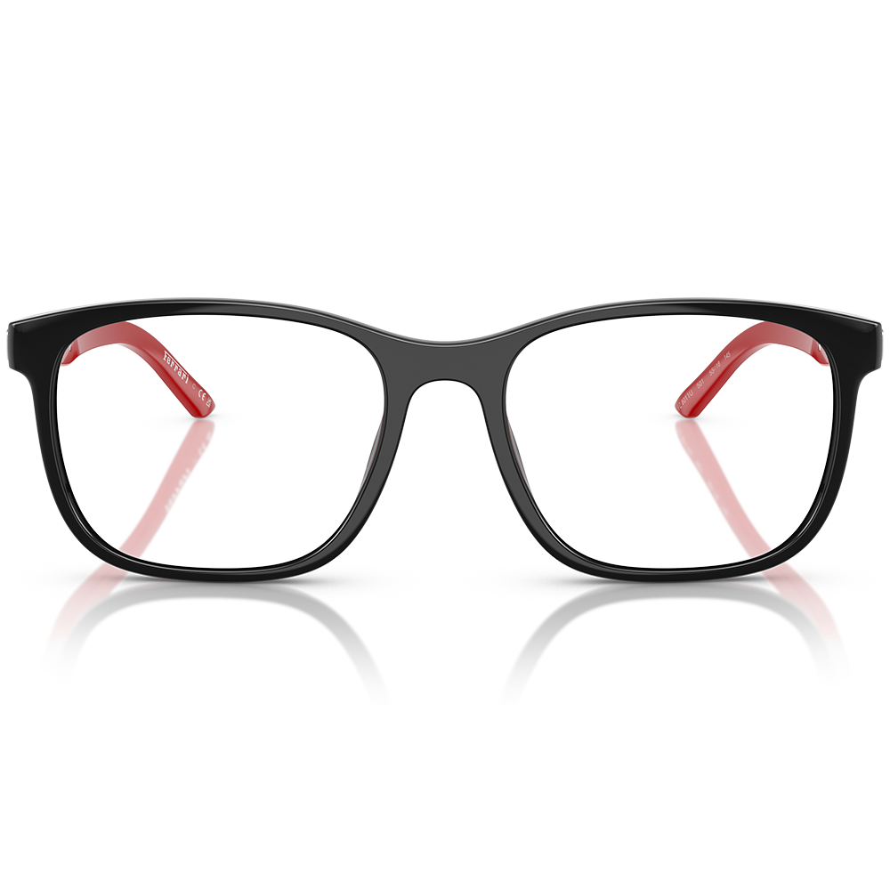 Ferrari法拉利 | 獨特個性長方框眼鏡 | 漆黑紅x白