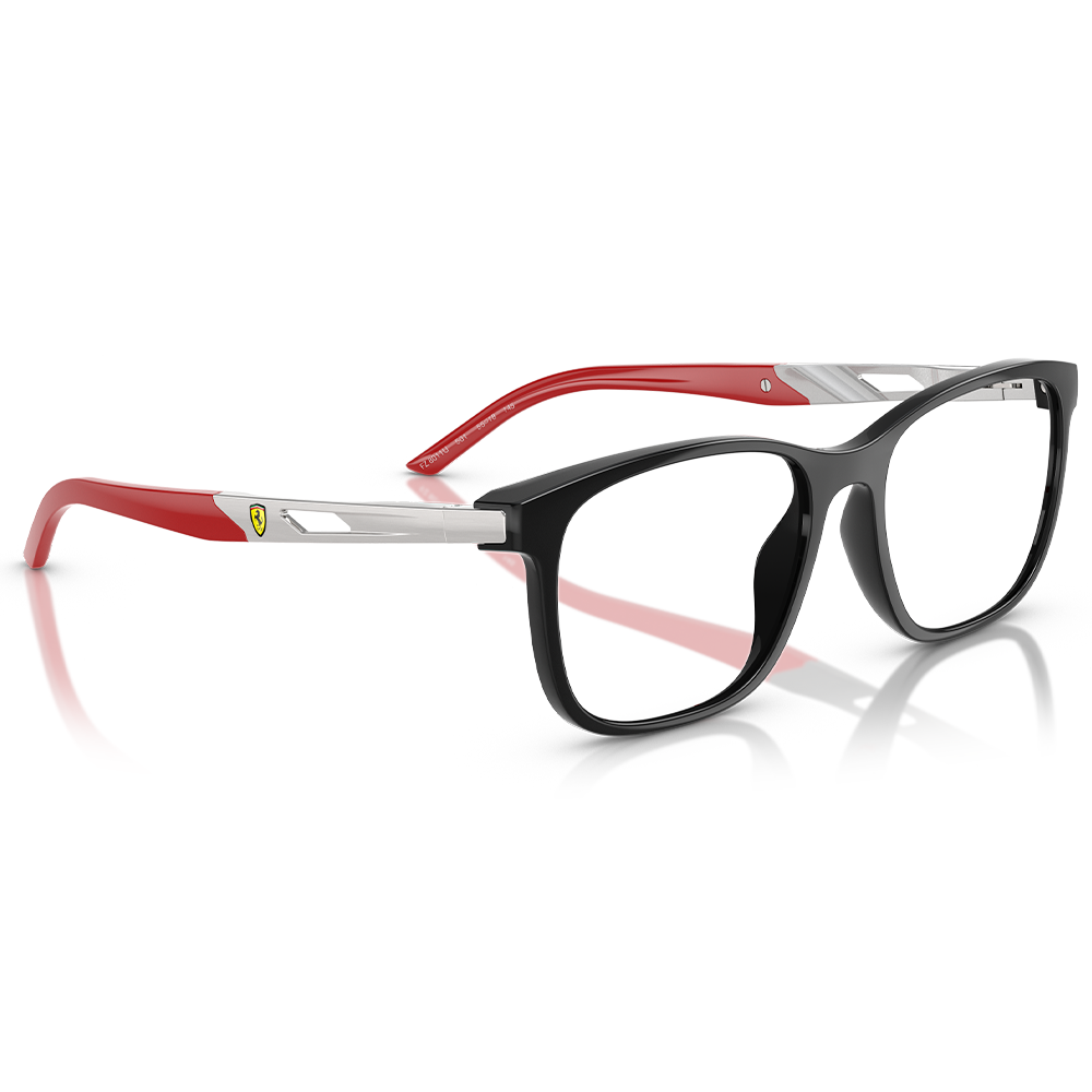 Ferrari法拉利 | 獨特個性長方框眼鏡 | 漆黑紅x白