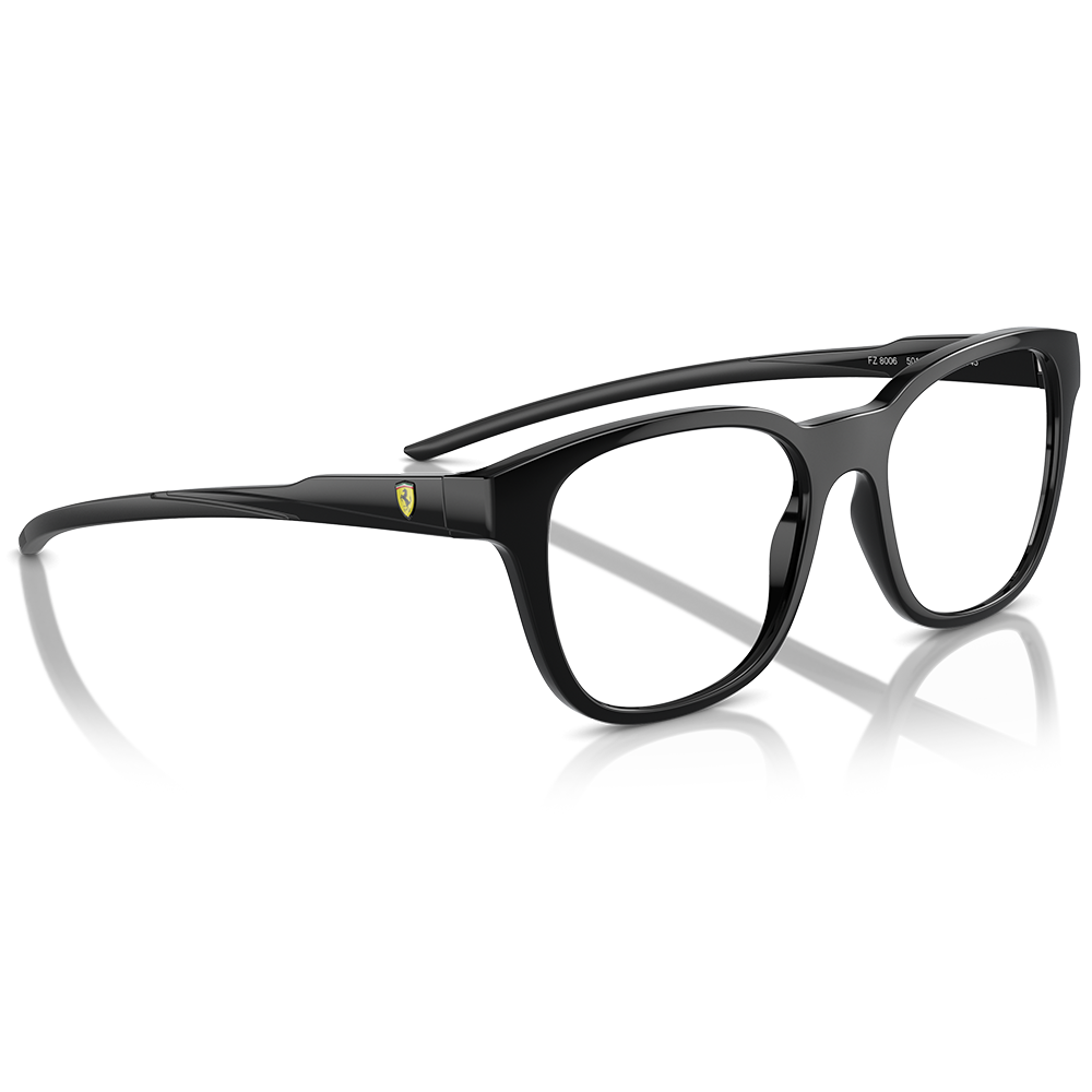 Ferrari法拉利 | 自信堅韌圓方框眼鏡 | 亮面黑