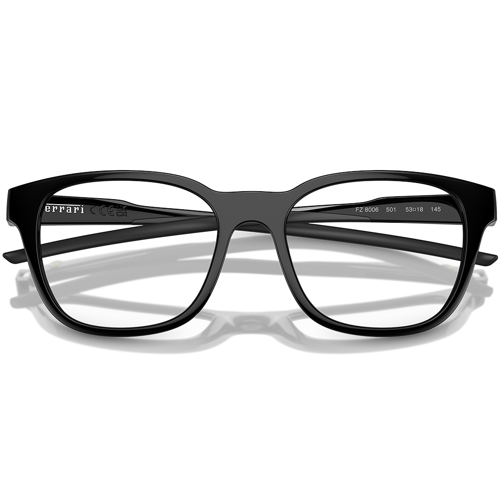 Ferrari法拉利 | 自信堅韌圓方框眼鏡 | 亮面黑