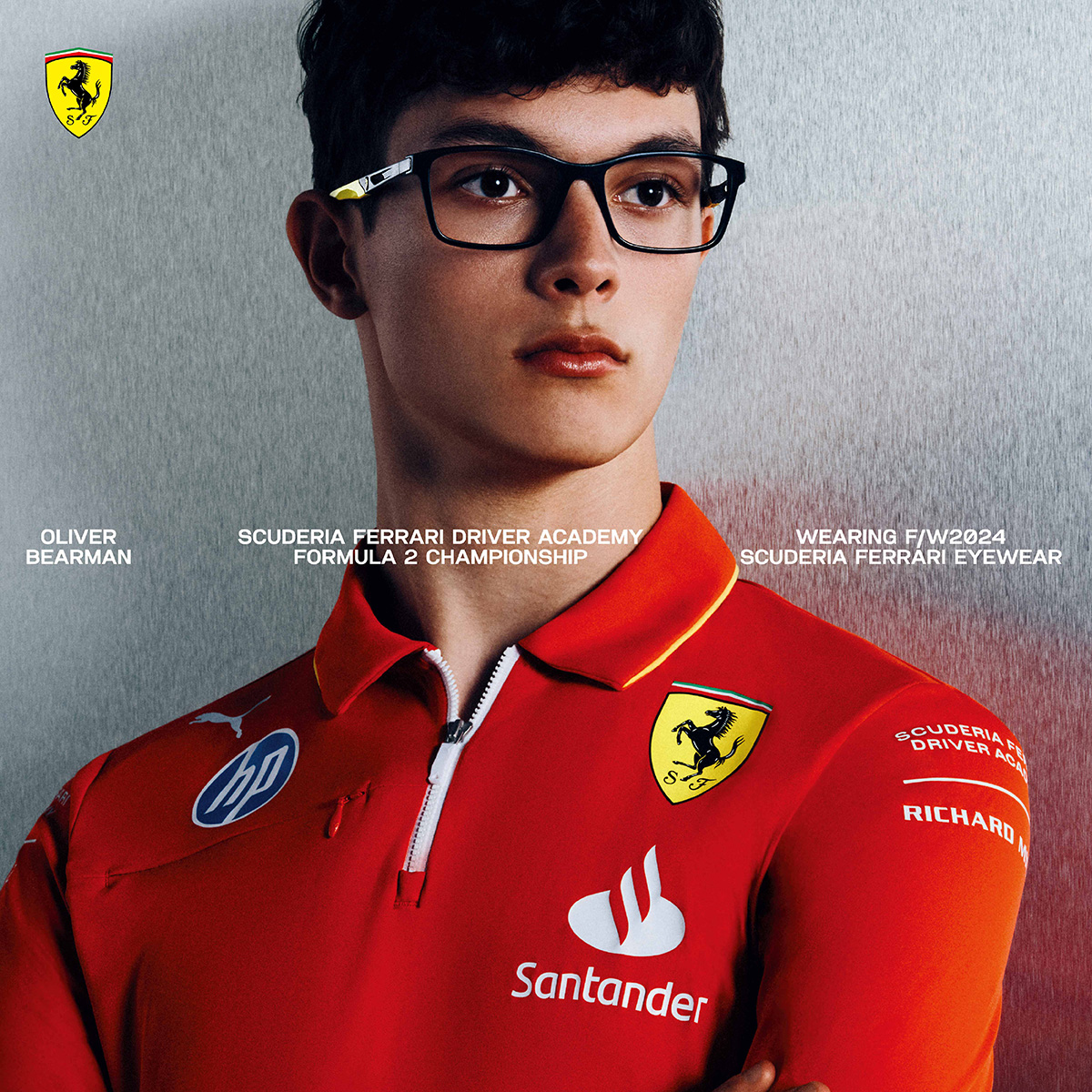 Ferrari法拉利 | 經典LOGO長方框眼鏡 | 經典黑紅