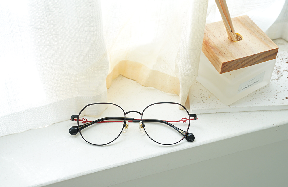 北港朝天宮 |月老- 紅線心語多邊框眼鏡 | 黑玫瑰/紅