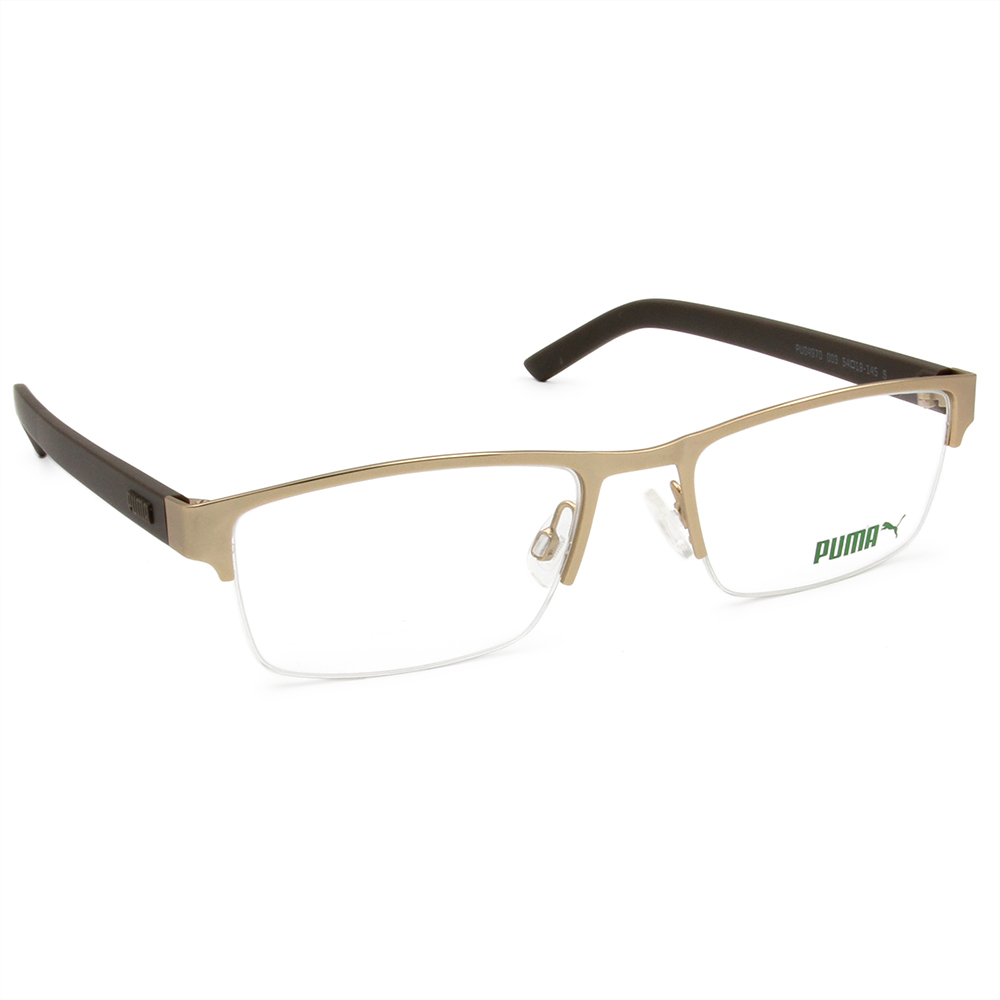 PUMA | 斯文有禮眉型框眼鏡 | 仿古金x咖