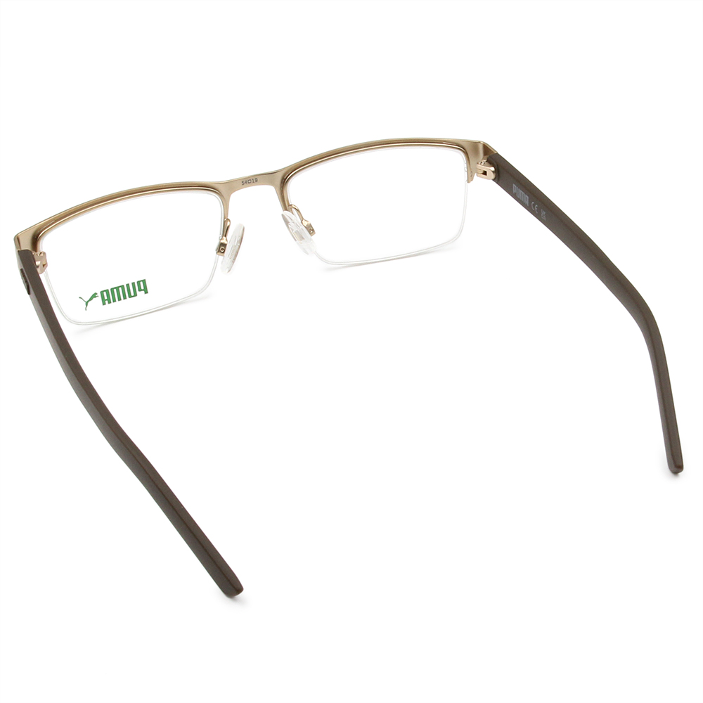 PUMA | 斯文有禮眉型框眼鏡 | 仿古金x咖