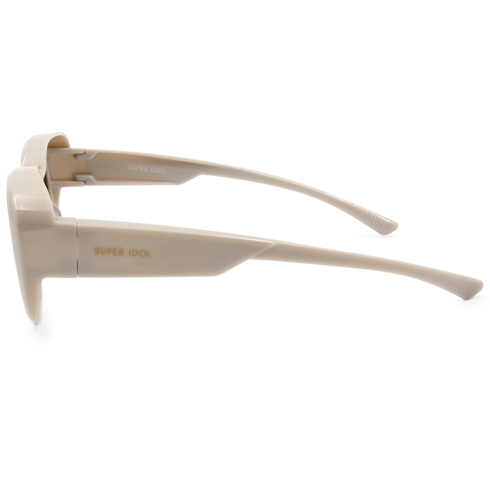 SUPER IDOL | 套鏡 | 復古粗黑長方框太陽眼鏡 | 淺米灰