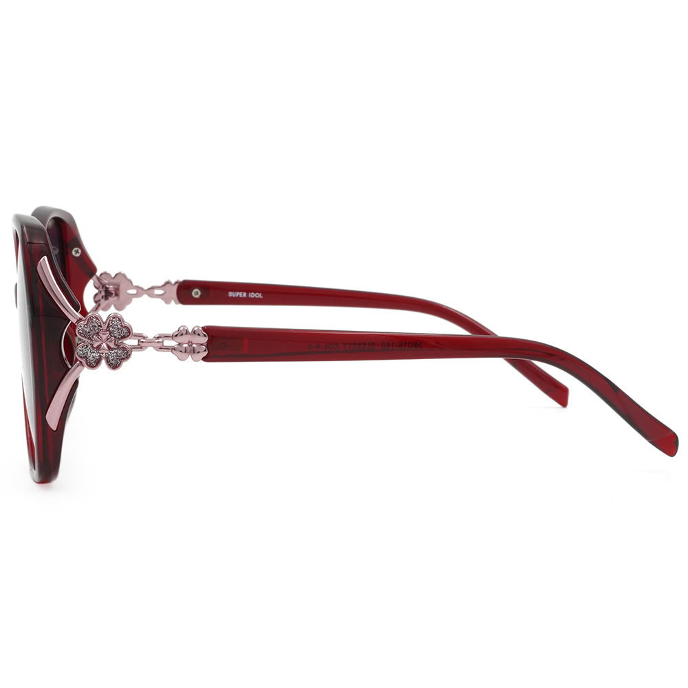 SUPER IDOL | 別緻小花方框太陽眼鏡 | 玫瑰紅