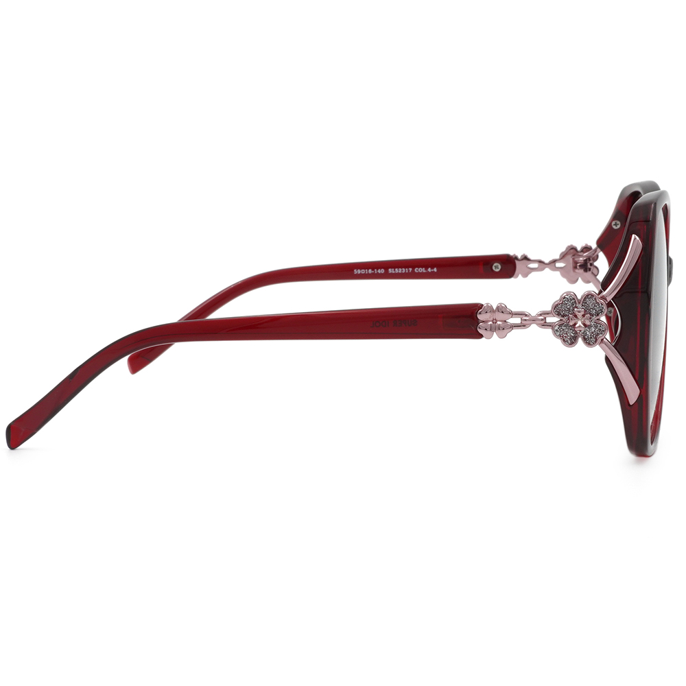 SUPER IDOL | 別緻小花方框太陽眼鏡 | 玫瑰紅