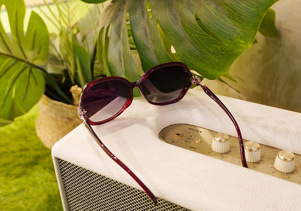 SUPER IDOL | 別緻小花方框太陽眼鏡 | 玫瑰紅