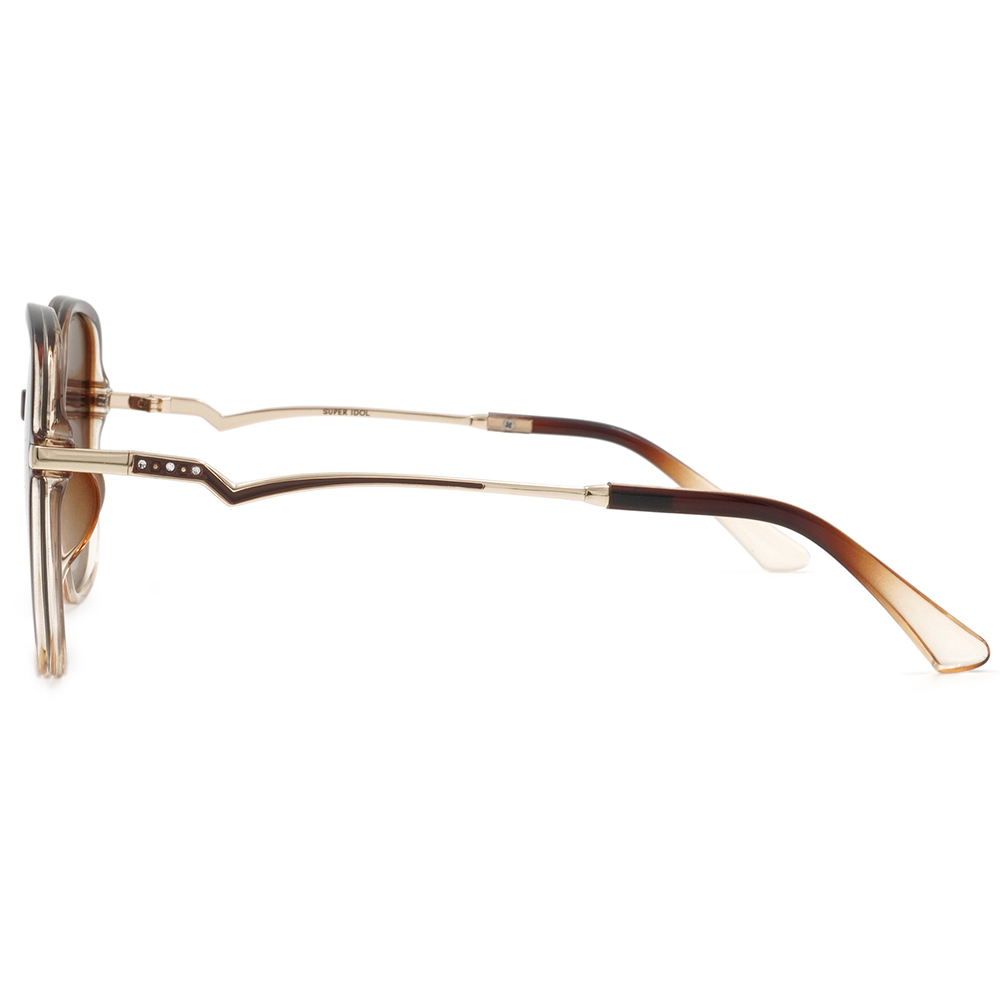SUPER IDOL | 精緻小閃鑽大方框太陽眼鏡 | 漸層咖