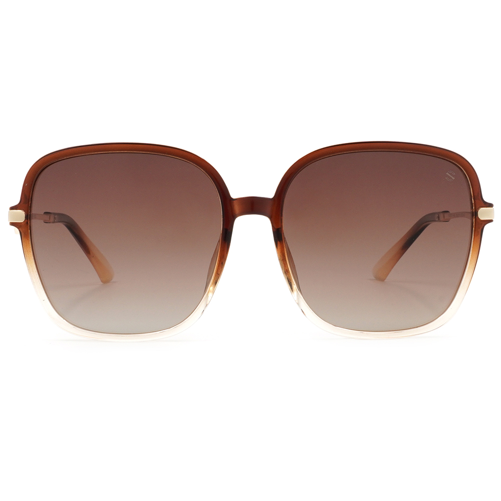 SUPER IDOL | 精緻小閃鑽大方框太陽眼鏡 | 漸層咖