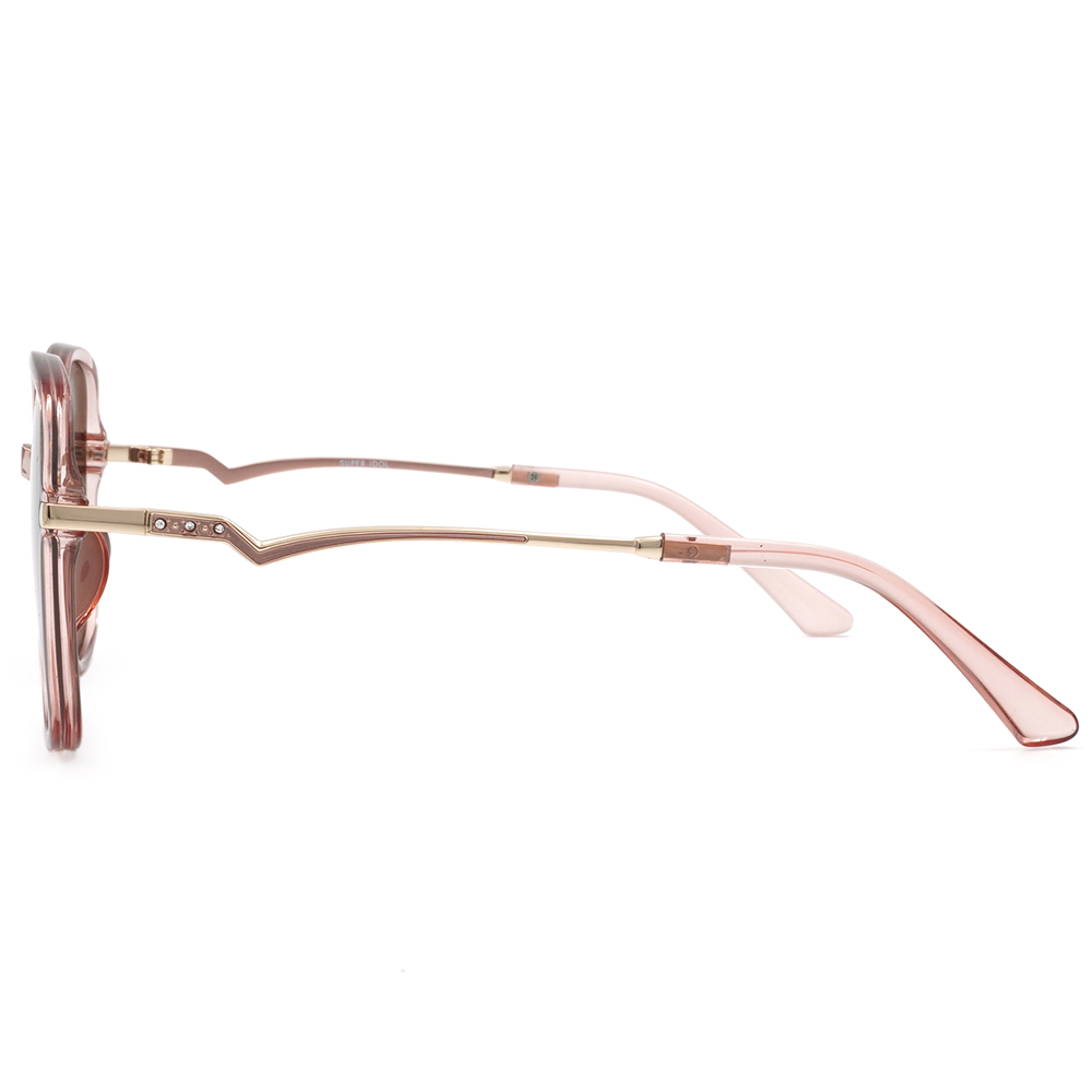 SUPER IDOL | 精緻小閃鑽大方框太陽眼鏡 | 玫瑰褐